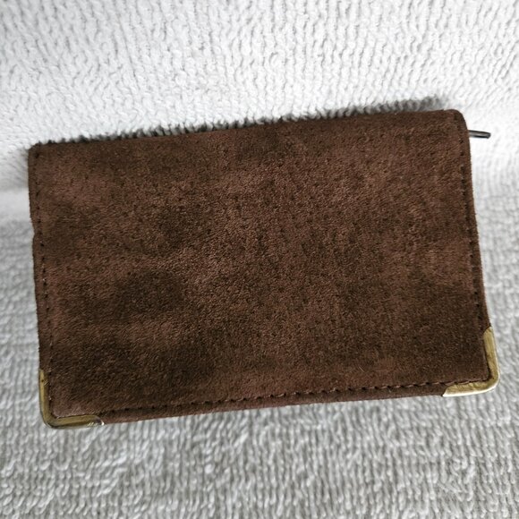 English Leather Brown Suede Card Holder - Picture 8 of 9
